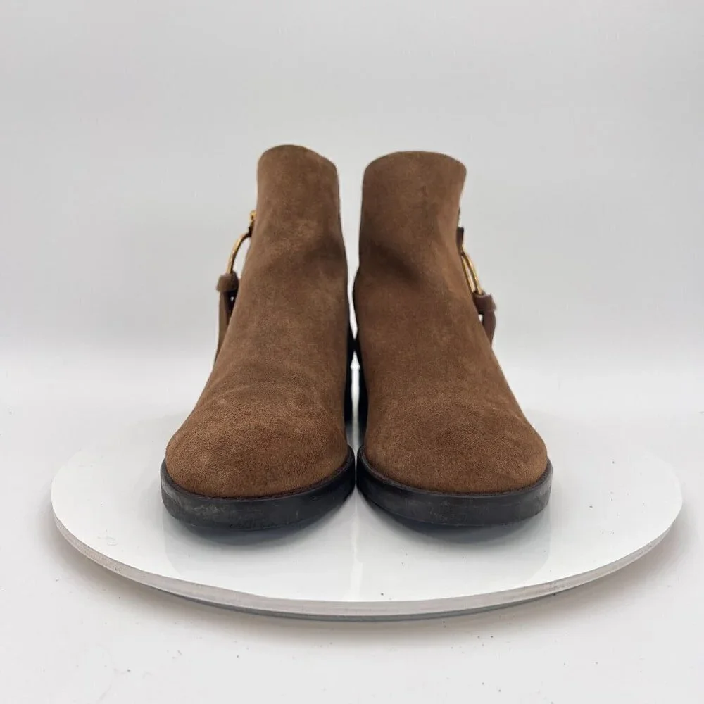 See By Chloe Women Size Eu 39.5 US 9.5 Brown Suede Leather Side Zip Ankle Boot